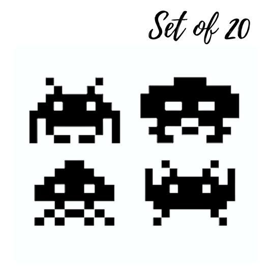 Space Invader Nail Decal Stickers – Fun Retro Alien Nail Art Stickers for Manicure & Nail Design