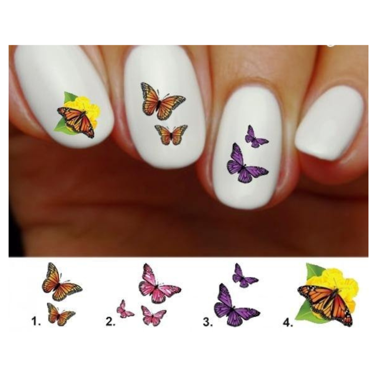 Monarch Butterfly Nail Decals – Waterslide Stickers for Nail Art