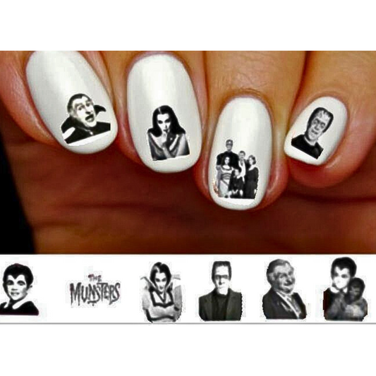 The Munsters, Herman, Lily, Eddie Grandpa & Marilyn Assorted Nail Decals Stickers Water Slides Nail Art