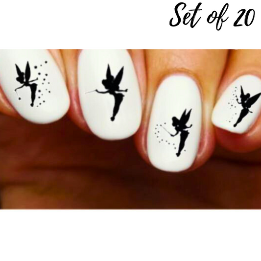 Tinkerbell Fairy Dust Silhouette Assorted Nail Decals Stickers Water Slides Nail Art