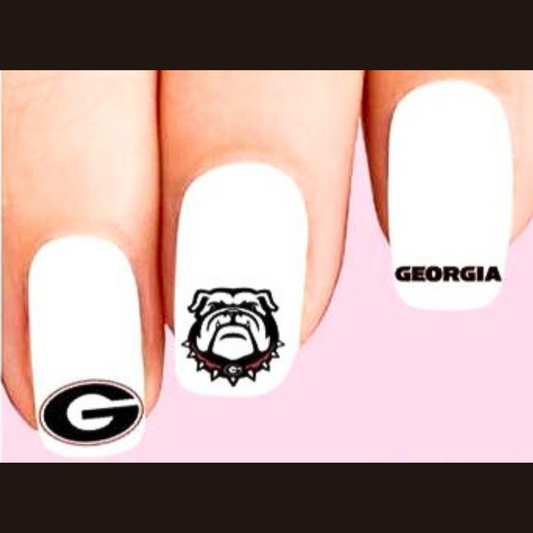 University of Georgia Bulldogs Nail Art Stickers Assorted Waterslide Nail Decals