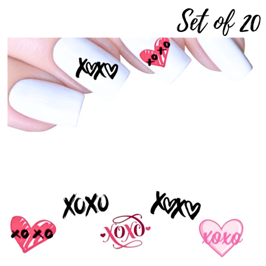 Valentine's Day Nail Art Assorted XO XO Water Slide Decals for Festive Manicures