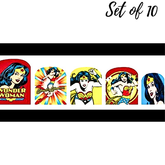 Vintage Wonder Woman Full Waterslide Nail Decals - Perfect for Comic Lovers