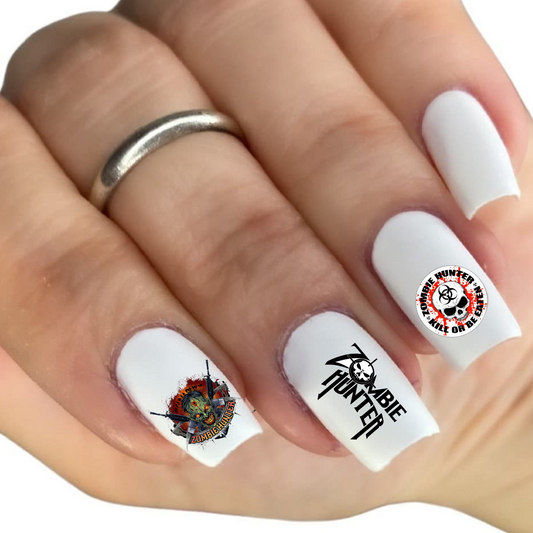 Zombie Hunter Nail Decal Waterslide Stickers Set Of 20
