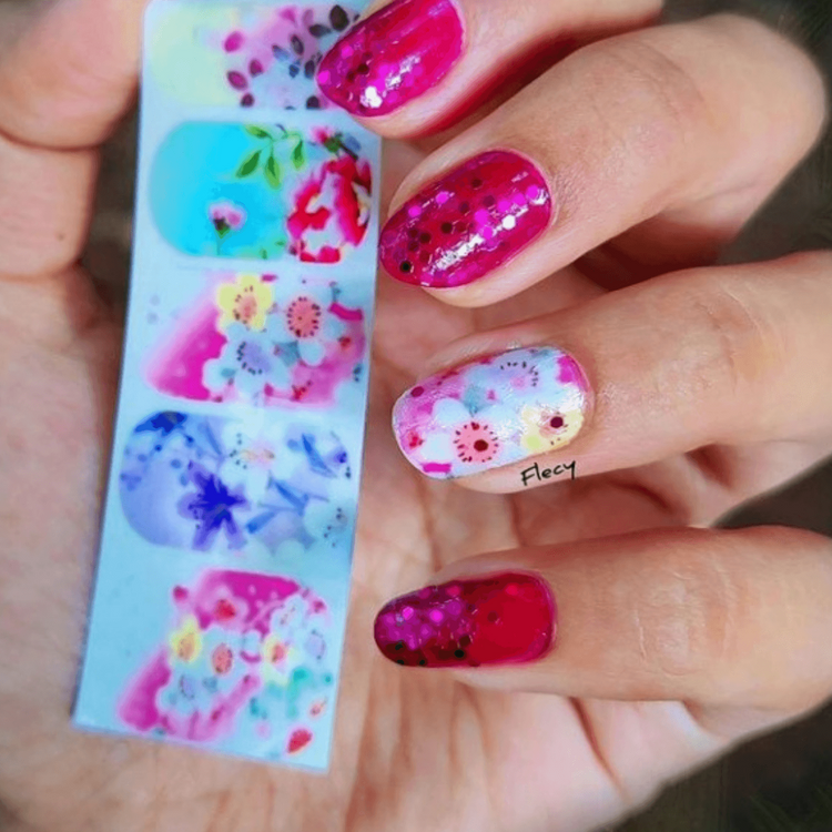 Floral Nail Art Water Slide Decals – Elegant Flower Nail Stickers