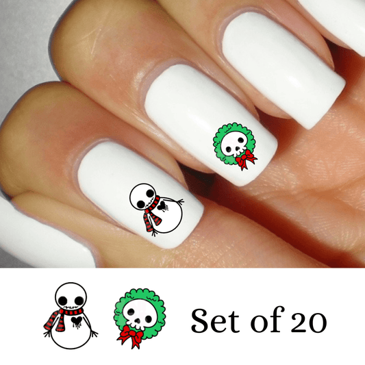Gothic Christmas Snowman Wreath Waterslide Nail Decals - Nails Creations