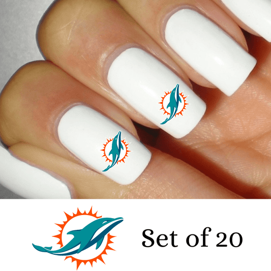 Miami Dolphins Football Nail Decals - Nails Creations
