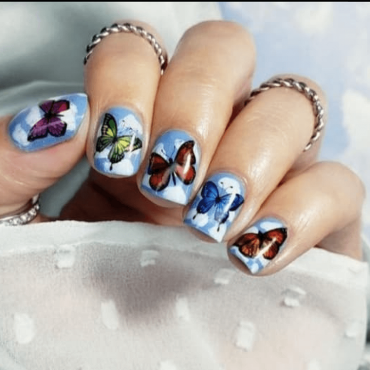 Butterfly Nail Decals – Set of 48 Colorful Assorted Waterslide Stickers for Nail Art