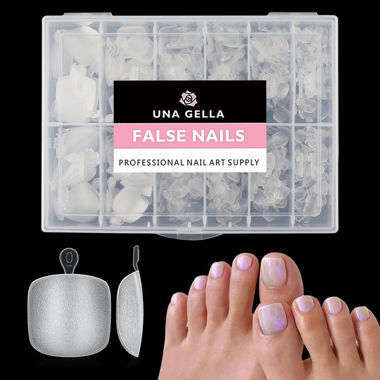 Toe Nail Tips 216Pcs Short Square False Soft Gel Full Cover Fake Toe Nails Matte Toe Nails 12 Sizes Pre-shape Fake Toenails Gel X Toe Nail Tips For Nail Extension Home DIY Nail Salon