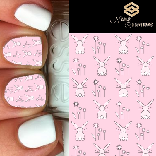 Bunny - Pink Designer Waterslide Nail Decals - Nail Wraps - Nail Desig –  Vixen Nail Decals