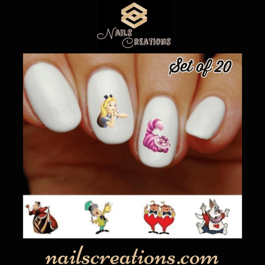 Alice in Wonderland Assorted Nail Decals Stickers Water Slides Nail Art - Nails Creations