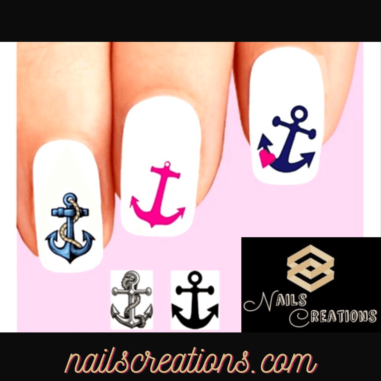 Anchor Assorted Set of 20 Waterslide Nail Decals - Nails Creations