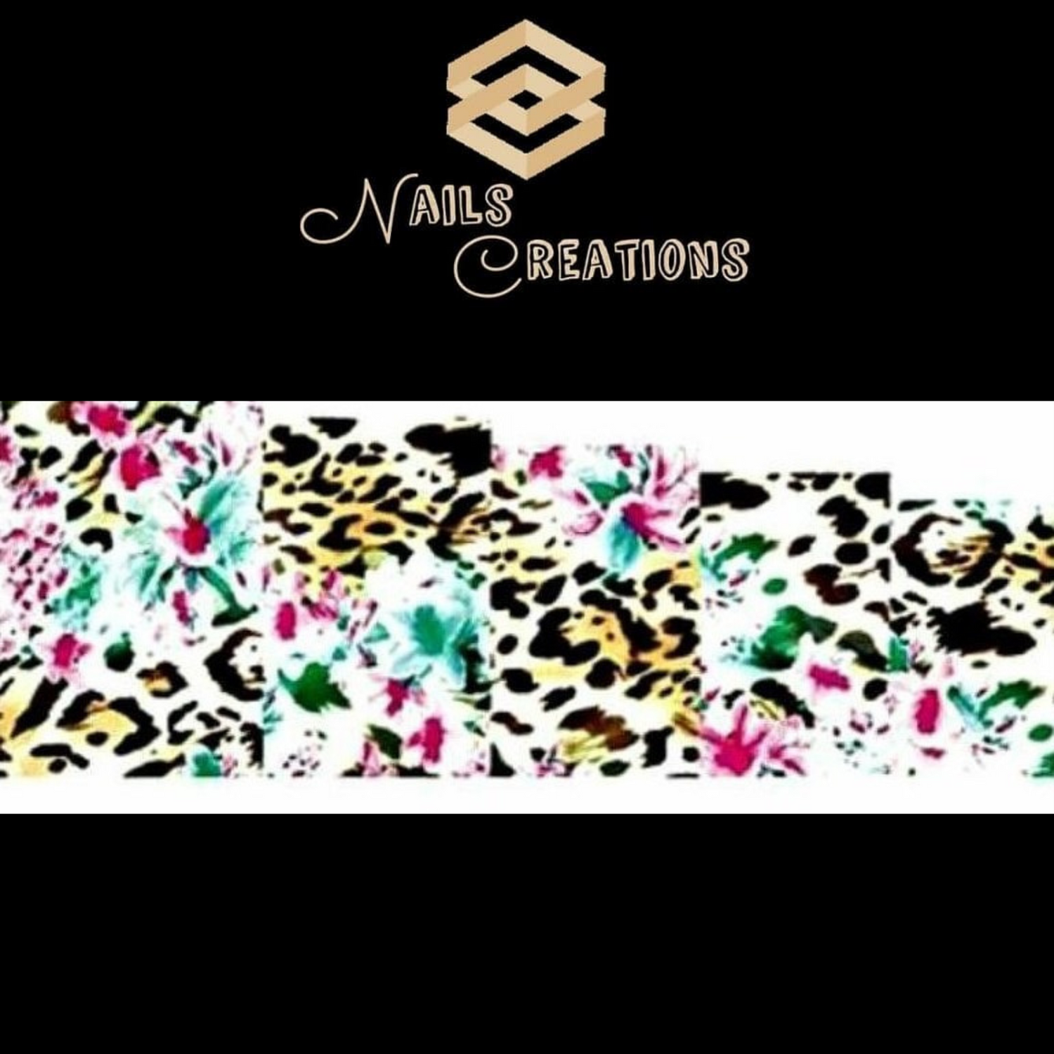 Animal Print with Flowers Full Nail Art Waterslide Decal Design - Nails Creations