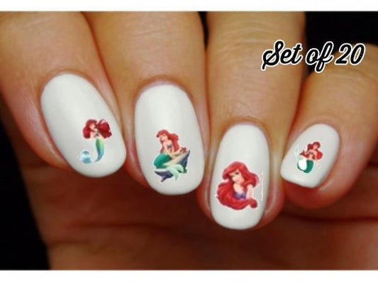 Ariel The Little Mermaid Assorted Nail Decals Stickers Water Slides Nail Art - Nails Creations