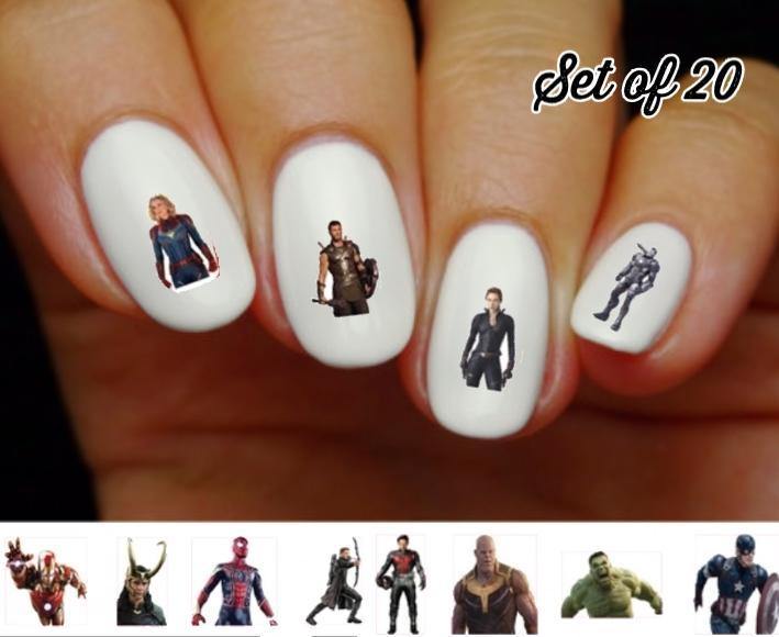 Avengers Thor, Captain America, Iron Man Assorted Nail Decals Stickers Water Slides Nail Art - Nails Creations