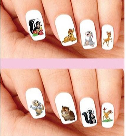Bambi, Thumper, Flower & Owl Assorted Nail Decals Stickers Water Slides Nail Art - Nails Creations