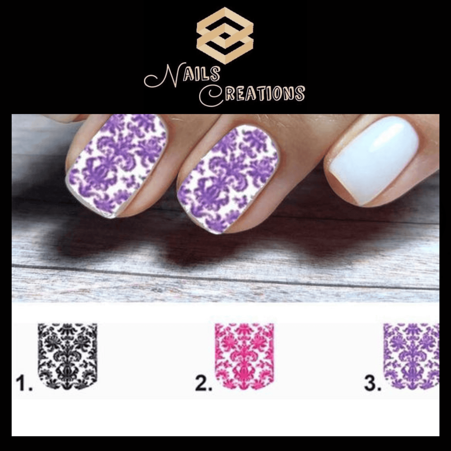 Baroque Lace Full Nail Decals Stickers Water Slides Nail Art - Nails Creations