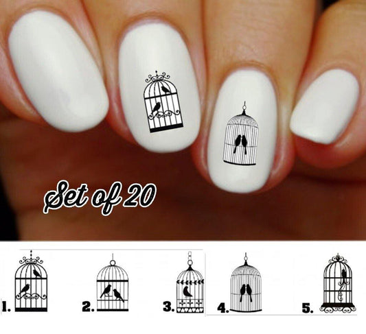 Birdcage Nail Decals Stickers Water Slides Nail Art - Nails Creations
