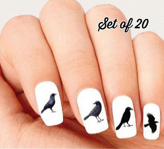 Black Crow Raven Assorted Nail Decals Stickers Water Slides Nail Art - Nails Creations