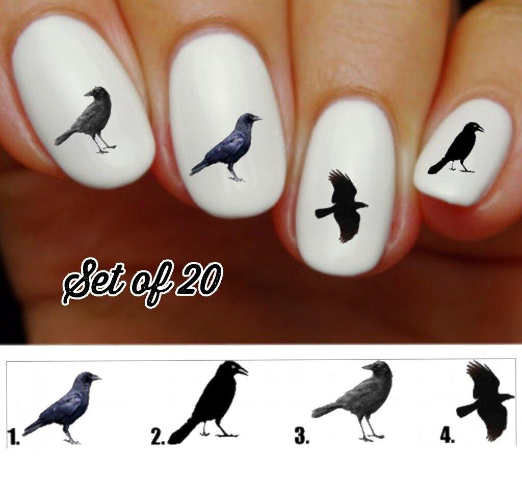 Black Crow Raven Nail Decals Stickers Water Slides Nail Art - Nails Creations