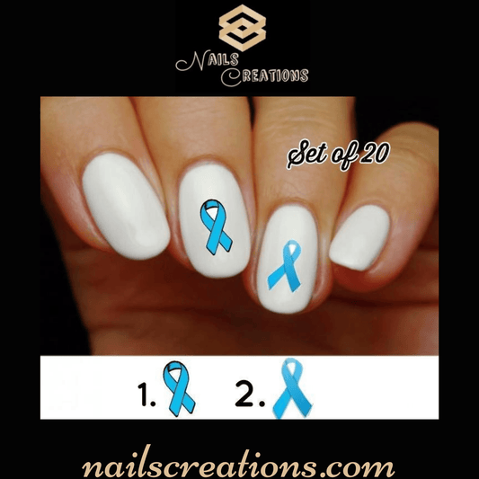 Blue Awareness Ribbon Nail Decals Stickers Water Slides Nail Art - Nails Creations