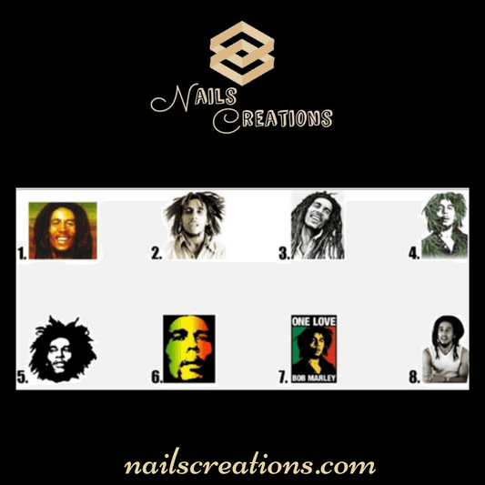 Bob Marley Set of 20 Waterslide Nail Decals - Nails Creations