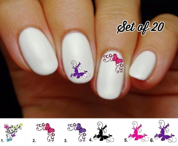 Butterflies Corner Nail Decals Stickers Water Slides Nail Art - Nails Creations