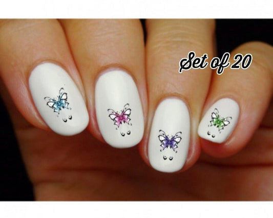 Butterflies with Scrolls Assorted Nail Decals Stickers Water Slides Nail Art - Nails Creations
