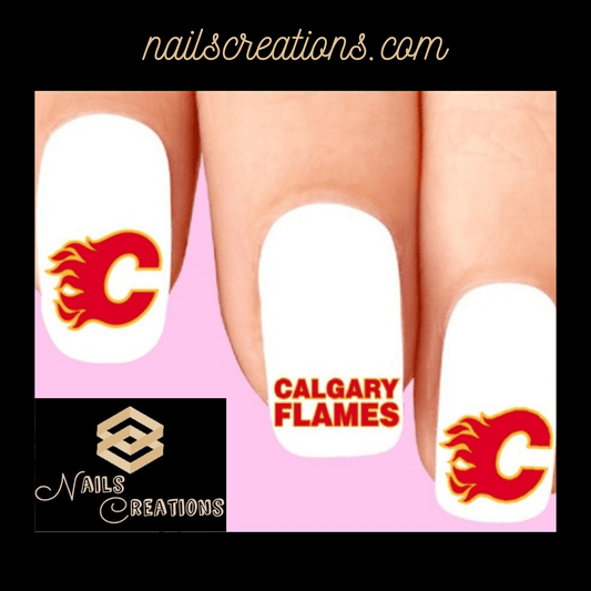 Calgary Flames Hockey Assorted Nail Decals Stickers Waterslide Nail Art - Nails Creations