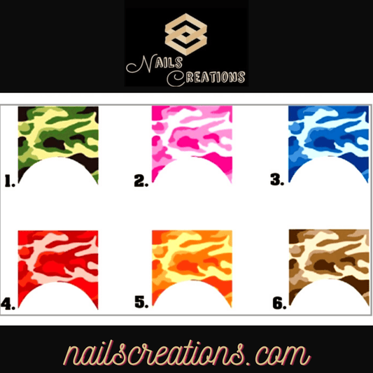 Camo Army Camouflage Set of 10 Waterslide Nail Decals Tips - Nails Creations