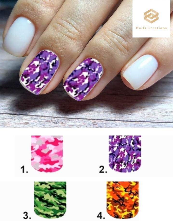 Camo Camouflage Full Nail Decals Stickers Water Slides Nail Art - Nails Creations