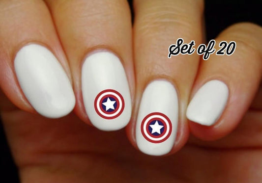 Captain America Nail Decals Stickers Water Slides Nail Art - Nails Creations