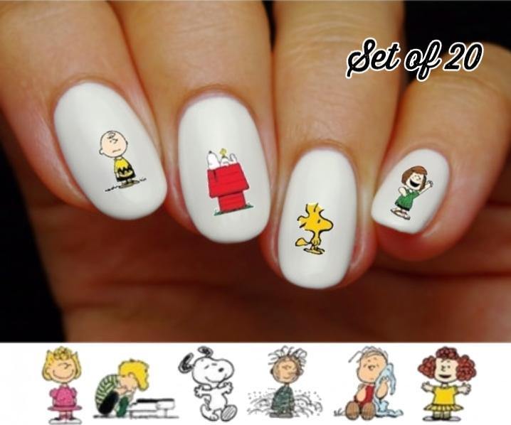 Charlie Brown Snoopy Woodstock Linus Lucy Assorted Nail Decals Stickers Water Slides Nail Art - Nails Creations