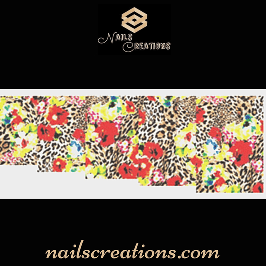 Cheetah Animal Print with Flowers Waterslide Nail Decal NC-8119 - Nails Creations