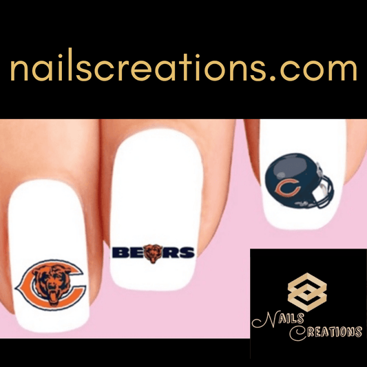 Chicago Bears Football Assorted Nail Decals Stickers Waterslide Nail Art Design - Nails Creations