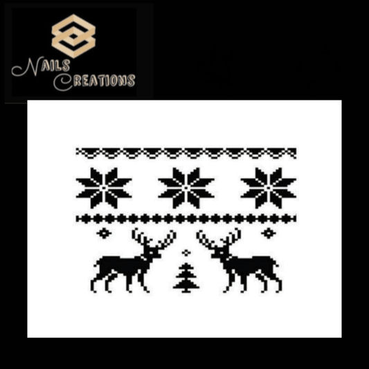 Christmas Holiday Knitted Reindeer Snowflakes Waterslide Nail Decals - Nails Creations