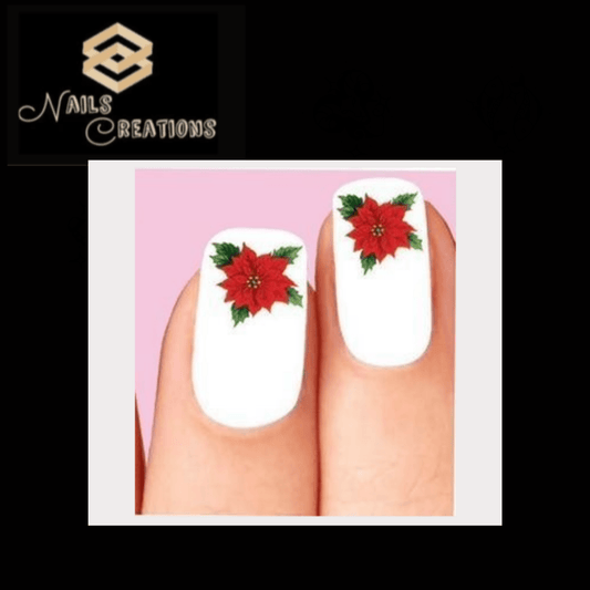 Christmas Holiday Poinsettia Waterslide Nail Decals - Nails Creations