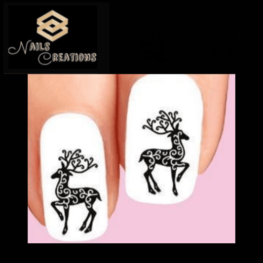 Christmas Holiday Reindeer Silhouette Waterslide Nail Decals - Nails Creations
