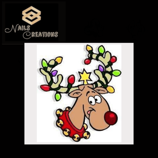 Christmas Holiday Reindeer with Lights Waterslide Nail - Nails Creations
