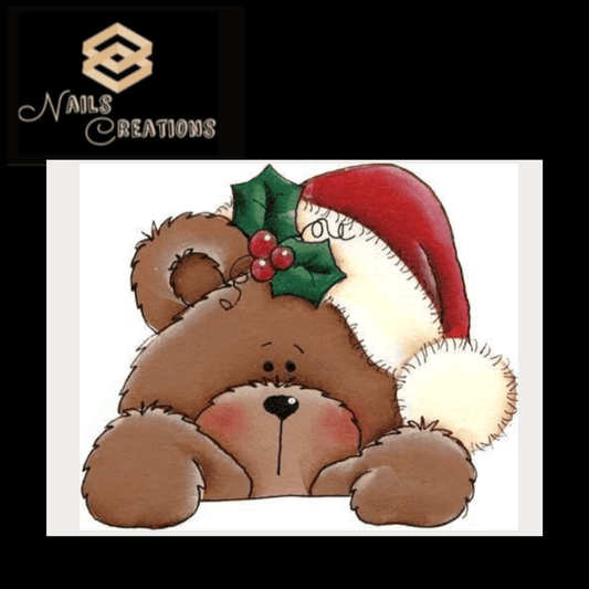 Christmas Holiday Santa Teddy Bear #1 Waterslide Nail Decals - Nails Creations