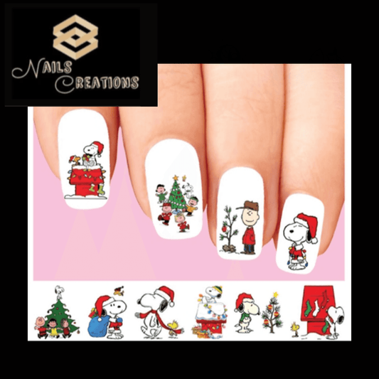 Christmas Snoopy Woodstock Charlie Brown Assorted Set of 20 Waterslide Nail Decals - Nails Creations