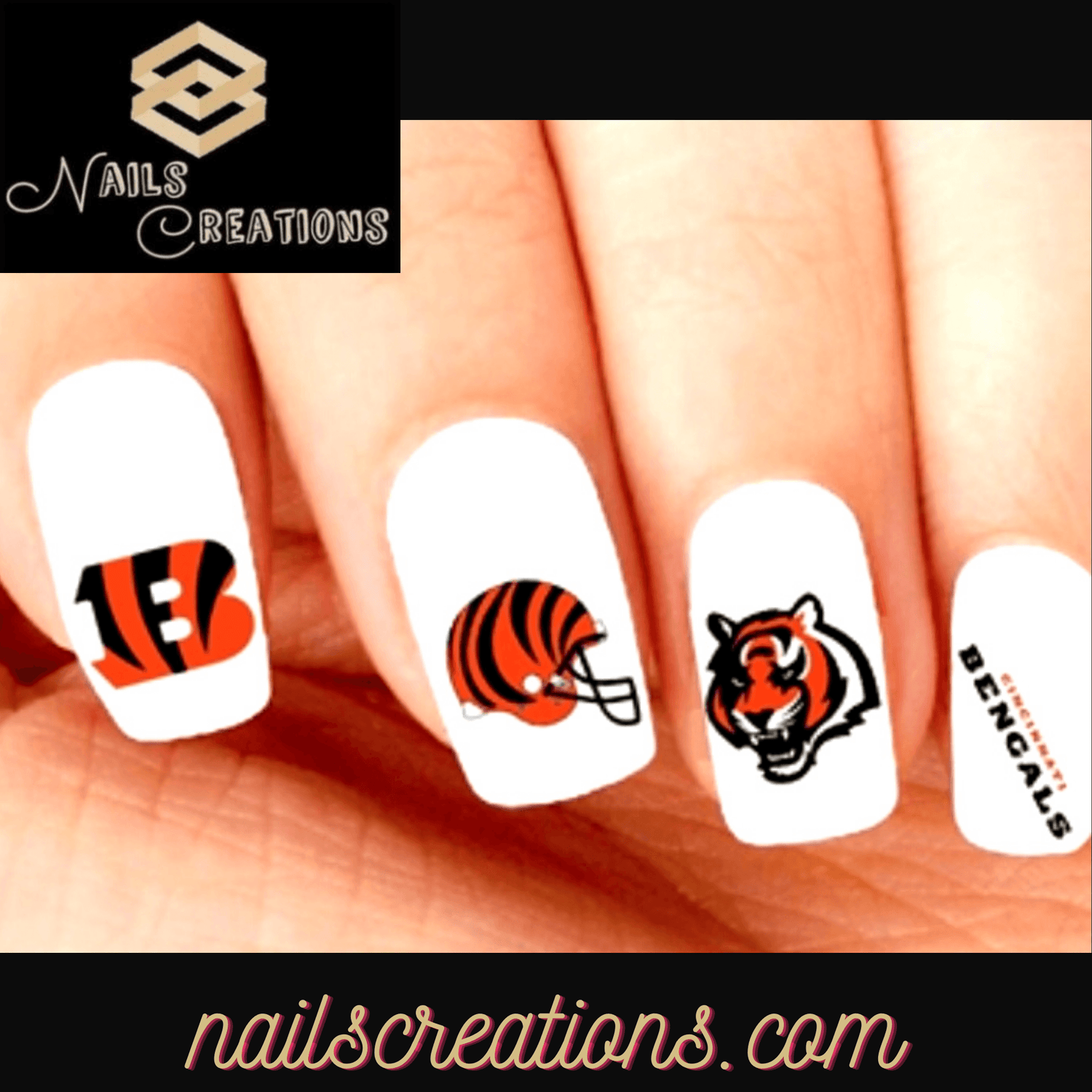 Cincinnati Bengals Football Assorted Waterslide Nail Decals - Nails Creations