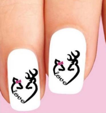 Colorful Deer Love with Heart & Bow Waterslide Nail Decals - Nails Creations