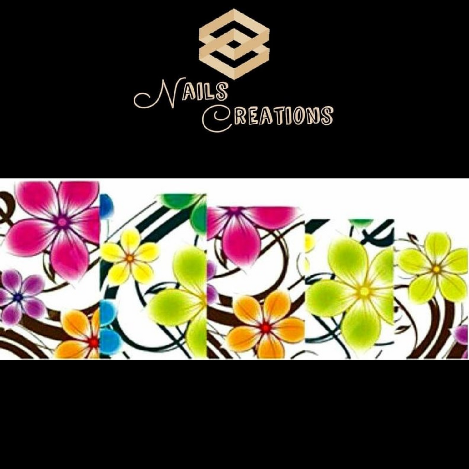 Colorful Flowers Full Nail Art Waterslide Decal Design - Nails Creations