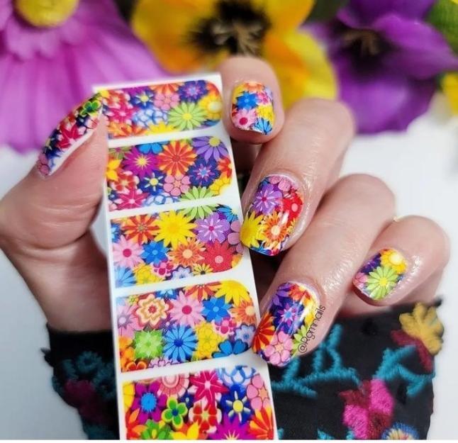 Colorful Flowers Nail Decals Stickers Water Slides Nail Art - Nails Creations