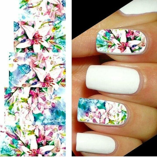 Colorful Flowers Waterslide Full Nail Decals - Nails Creations