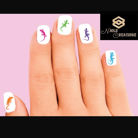 Colorful Lizard Gecko Assorted Set of 20 Waterslide Nail Decals - Nails Creations