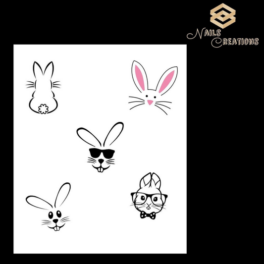 Cute Bunny Face Silhouette Nail Art Waterslide Decals Bunnies Designs