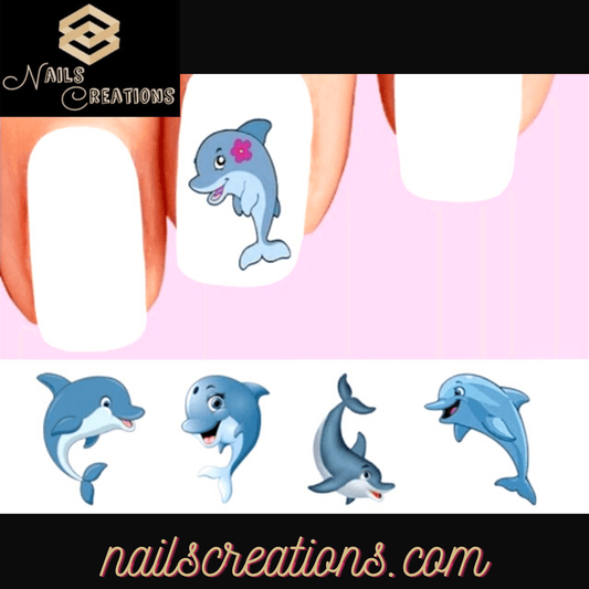 Cute Dolphins Assorted Set of 20 Waterslide Nail Decals - Nails Creations