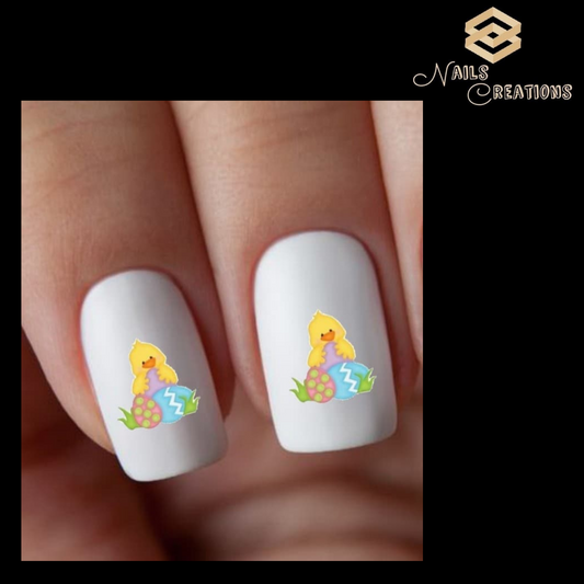 Cute Easter Chick with Eggs Nail Art Waterslide Decals Bunnies Designs - Nails Creations